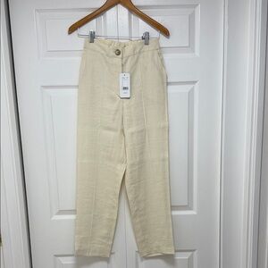 NWT FALCONERI Designer Ivory Linen Pants, SZ S
